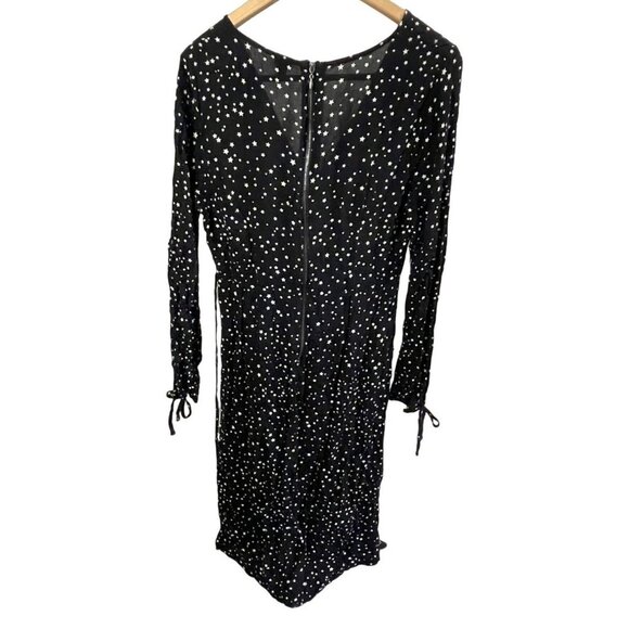 Wild Fable Black Star Patterned Faux Wrap Midi Length Dress Sz M - Picture 2 of 9